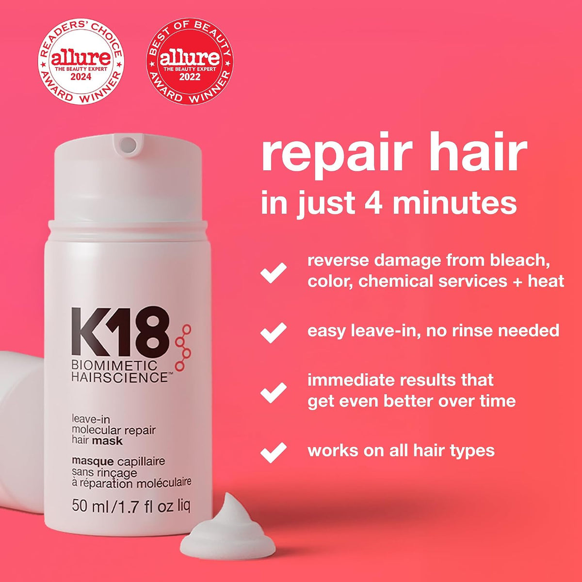 K18 Biomimetic Hairscience Leave-In Molecular Repair Hair Mask 50ml / 1.7 fl oz