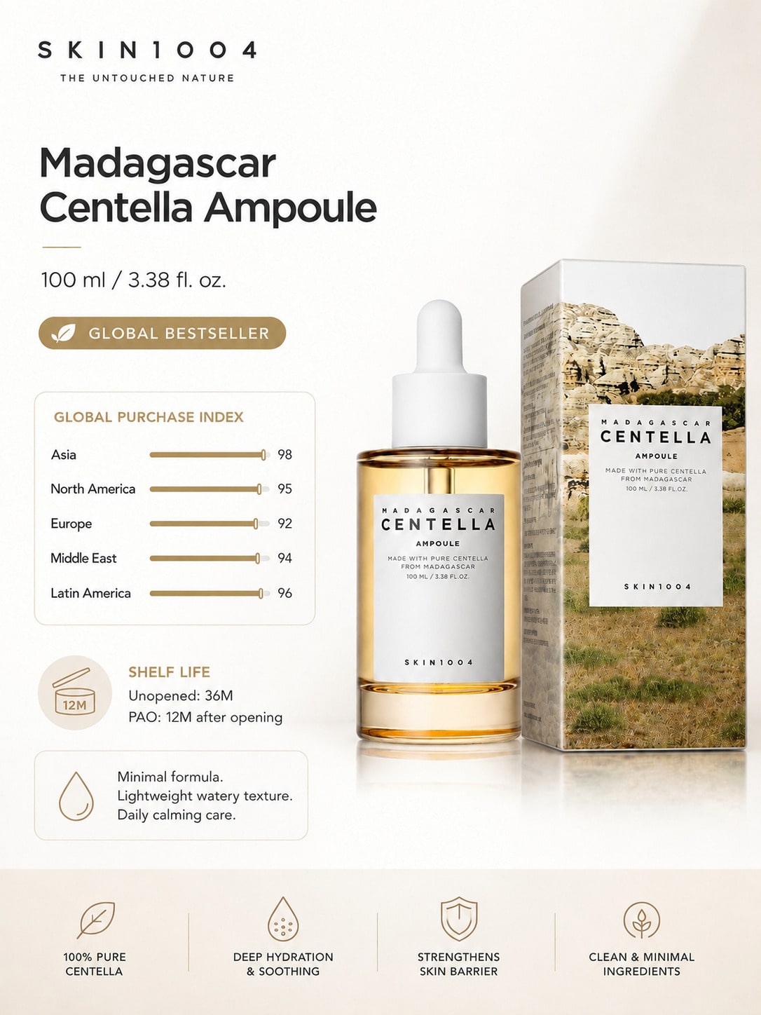 SKIN1004 Madagascar Centella Ampoule 55mL – Hydrating & Soothing Facial Serum
